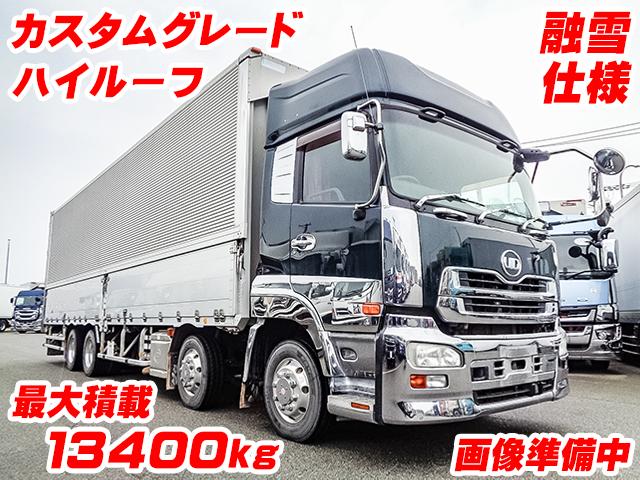 H24　UDトラックス　クオン　日本フルハーフ製アルミウイング　最大積載13400kg　4軸低床　カスタムグレード　ハイルーフ