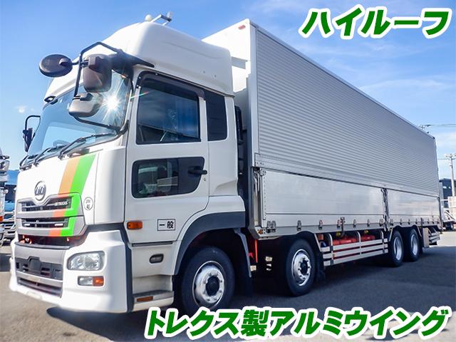 H29　UDトラックス　クオン　トレクス製アルミウイング　ハイルーフ　蝶番ステンレス　前後ウイングスイッチ　内フック　ラッシング2段　後輪エアサス