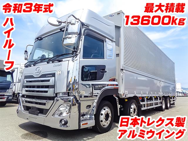 R3　UDトラックス　クオン　日本トレクス製アルミウイング　最大積載13600kg　4軸低床　ハイルーフ　エスコット　後輪エアサス